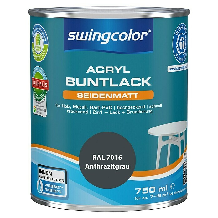 swingcolor Buntlack (Anthrazitgrau, 750 ml, Seidenmatt)