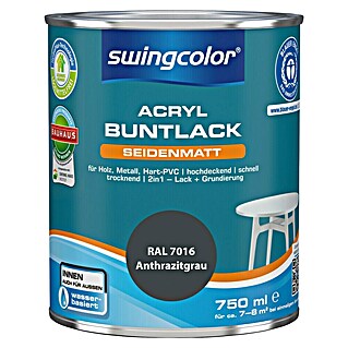 swingcolor Buntlack Acryl (Anthrazitgrau, Seidenmatt, 750 ml)