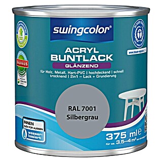 swingcolor Buntlack Acryl (Silbergrau, 375 ml, Glänzend, Wasserbasiert)