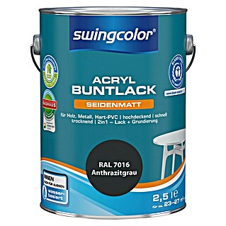 swingcolor Buntlack Acryl (Anthrazitgrau, 2,5 l, Seidenmatt)
