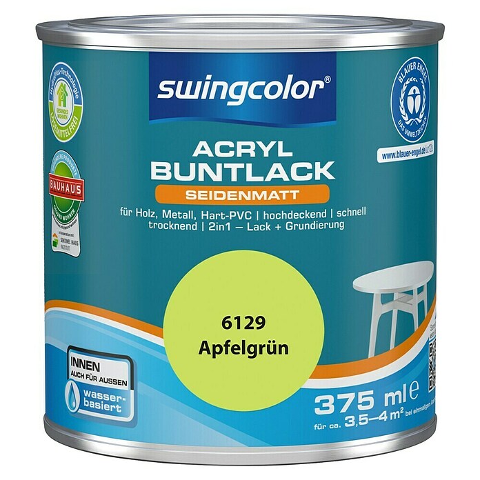 swingcolor Buntlack Acryl (Apfelgrün, 375 ml, Seidenmatt)