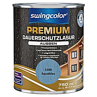 swingcolor Premium Dauerschutzlasur (Aquablau, 750 ml, Seidenglänzend, Lösemittelbasiert)