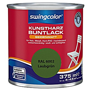 swingcolor Buntlack Kunstharz für Außen (Laubgrün, 375 ml, Seidenmatt, Lösemittelbasiert)