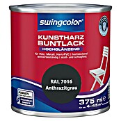 swingcolor Buntlack Kunstharz für Außen (Anthrazitgrau, 375 ml, Hochglänzend)