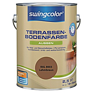 swingcolor Terrassenbodenfarbe Terrassenbodenfarbe RAL 8003 (Lehmbraun, 2,5 l, Seidenmatt, Wasserbasiert)