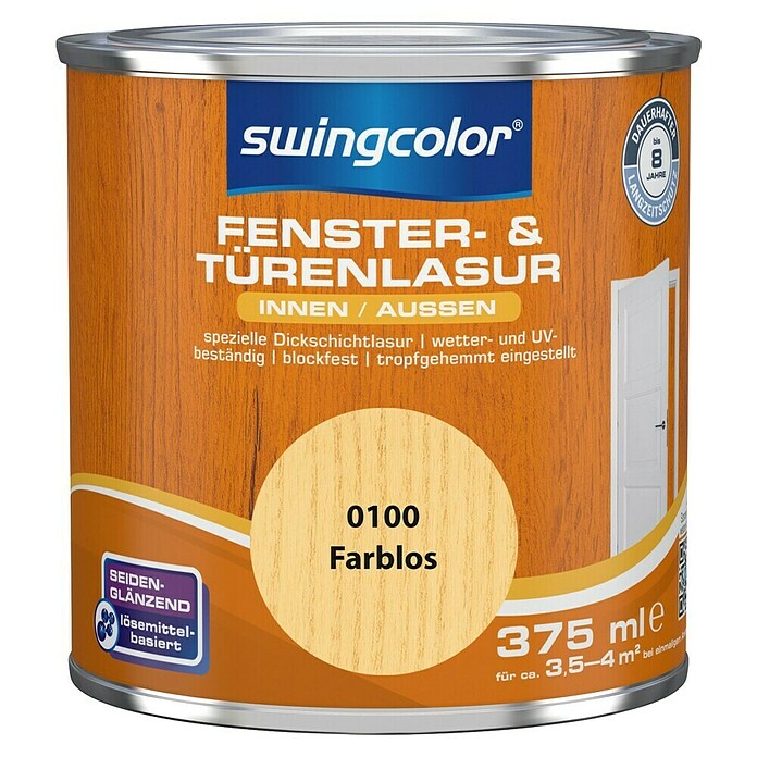 swingcolor Fenster- & Türenlasur (Farblos, 375 ml, Seidenglänzend)