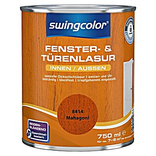 swingcolor Fenster- & Türenlasur (Mahagoni, 750 ml, Seidenglänzend)