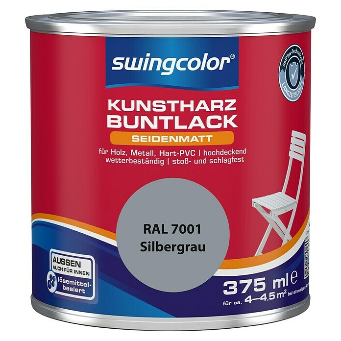 swingcolor Buntlack (Silbergrau, 375 ml, Seidenmatt)
