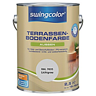 swingcolor Terrassenbodenfarbe RAL 7035 (Lichtgrau, 2,5 l, Seidenmatt, Wasserbasiert)