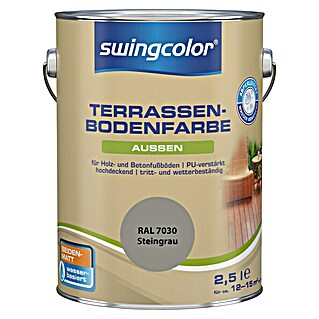 swingcolor Terrassenbodenfarbe Terrassenbodenfarbe RAL 7030 (Steingrau, 2,5 l, Seidenmatt, Wasserbasiert)