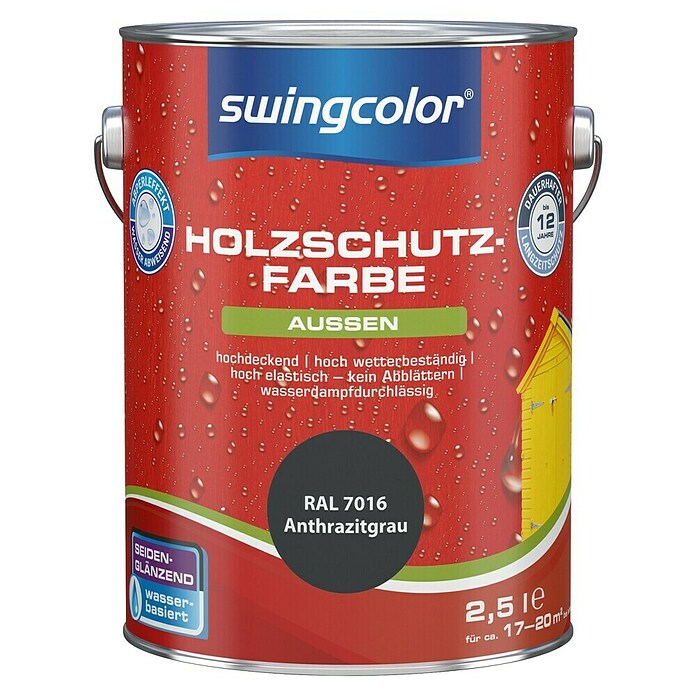 swingcolor Holzschutzfarbe (Anthrazitgrau, 750 ml, Seidenglänzend)