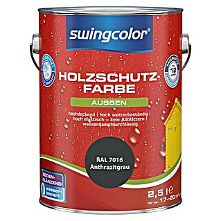 swingcolor Holzschutzfarbe (Anthrazitgrau, 750 ml, Seidenglänzend, Wasserbasiert)