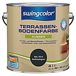 swingcolor Terrassenbodenfarbe Terrassenbodenfarbe RAL 7016 (Anthrazitgrau, 4 l, Seidenmatt, Wasserbasiert)