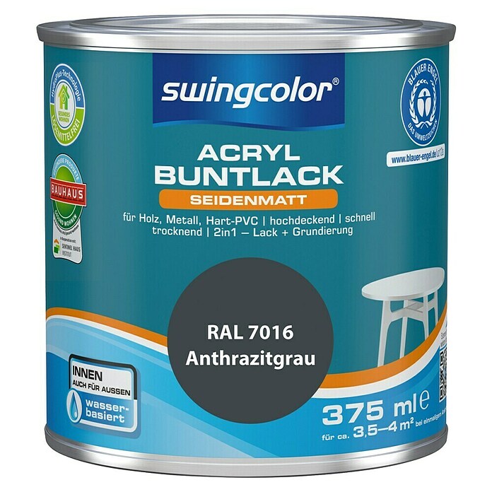 swingcolor Buntlack Acryl (Anthrazitgrau, 375 ml, Seidenmatt)
