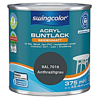 swingcolor Buntlack Acryl (Anthrazitgrau, Seidenmatt, 375 ml)