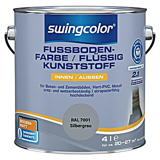 swingcolor 2in1 Flüssigkunststoff / Fußbodenfarbe RAL 7001 (Silbergrau, 4 l, Seidenmatt)