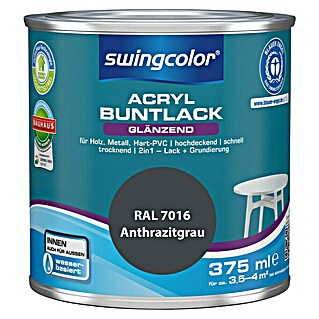 swingcolor Buntlack Acryl (Anthrazitgrau, 375 ml, Glänzend, Wasserbasiert)