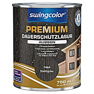 swingcolor Premium Dauerschutzlasur (Stahlgrau, 750 ml, Seidenglänzend, Lösemittelbasiert)