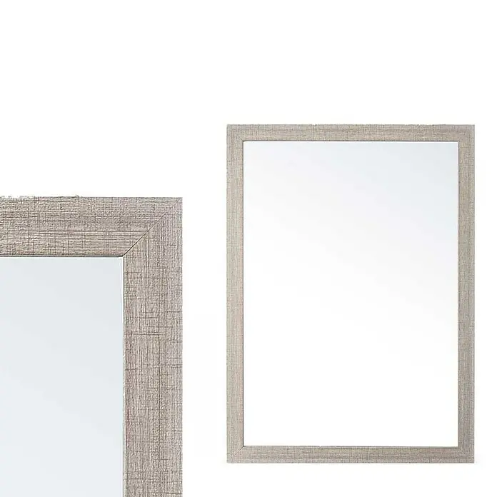 Espejo con marco - 55,5 x 75 cm, Gris, Plástico - Dos espejos rectangulares con marcos de madera gris claro.
