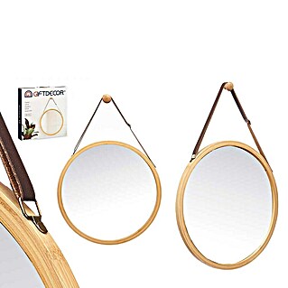 Espejo de pared Bambú Cuerda (Diámetro: 38 cm, Natural)