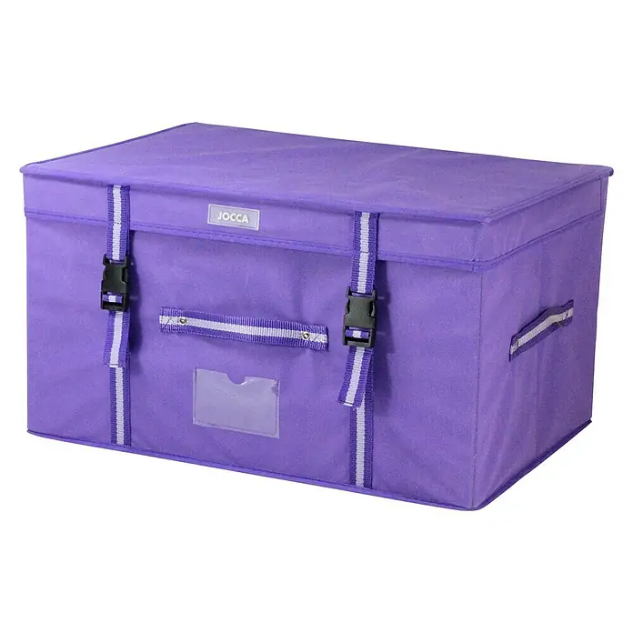 Jocca Caja para ropa con bolsa - L x An x Al: 58 x 38 x 30 cm, Polipropileno, Lila - Caja de almacenamiento púrpura JOCCA con tapa, hebillas y ventana para una organización ordenada.