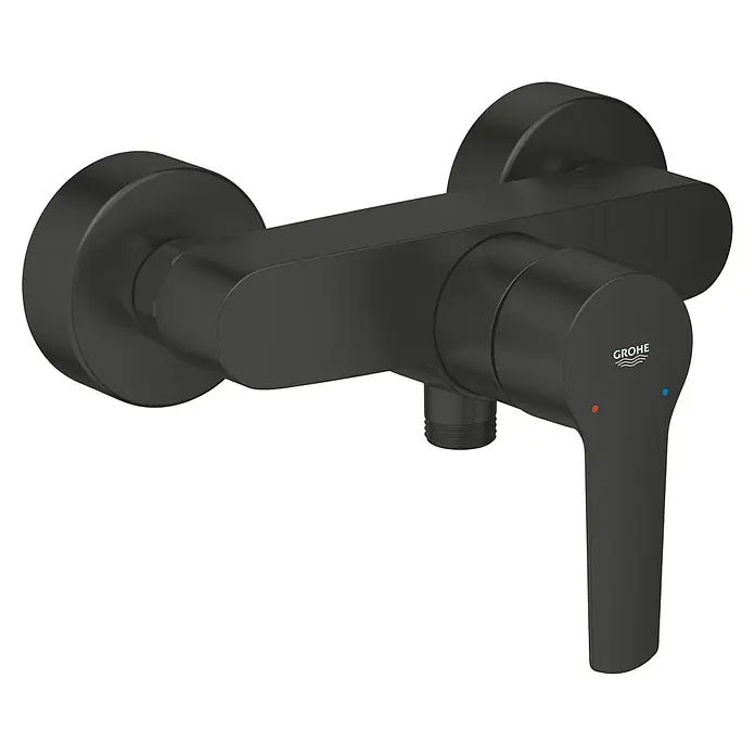 Grohe Start Grifo monomando de ducha - Negro, Mate, Metal - Un mezclador monomando Grohe negro mate para montaje en pared, diseño minimalista para baños modernos.