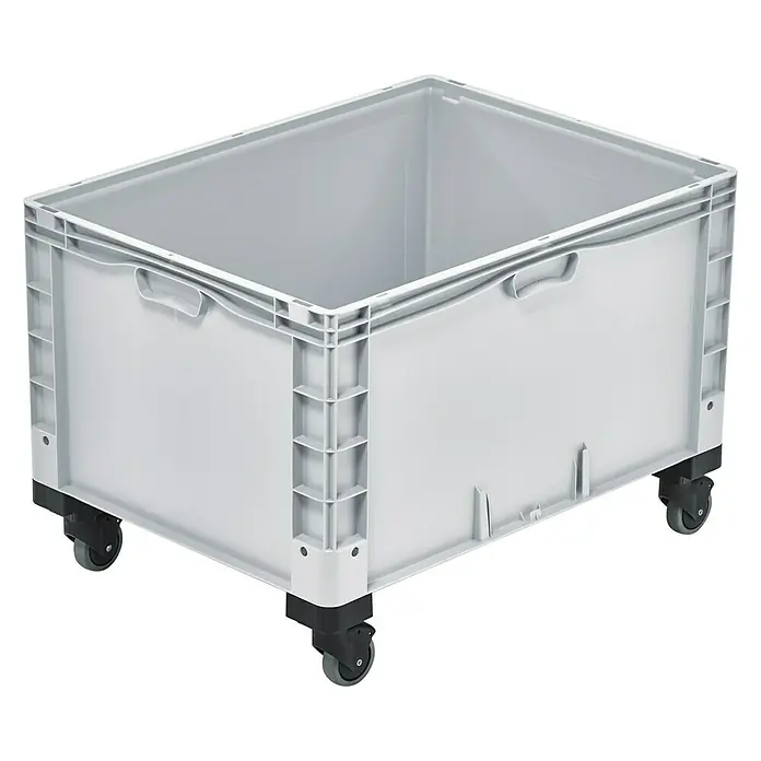 Surplus Systems Rollen-Set - Passend für: Surplus Systems Euronormboxen, Stecken, 2 Stk., Mit Feststellbremse - Grauer Kunststoffbehälter mit Rollen, ideal für Lagerung und Transport. Robust und vielseitig einsetzbar.