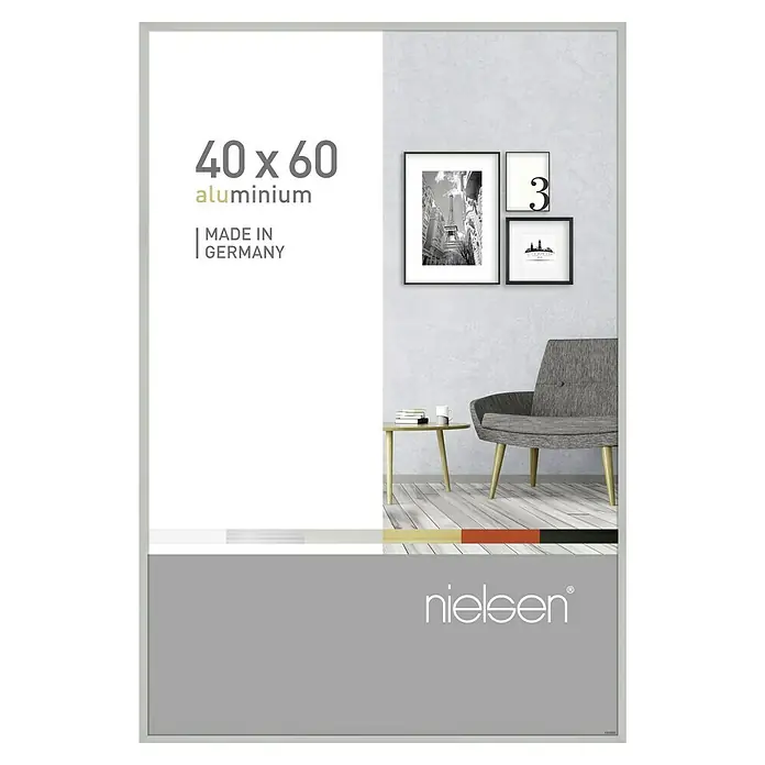 Nielsen Alurahmen Pixel - 40 x 60 cm, Mattsilber - Bilderrahmen Nielsen aus Aluminium, Format 40 x 60 cm, ideal für Fotos und Kunstdrucke, zur stilvollen Wanddekoration im Wohnbereich.