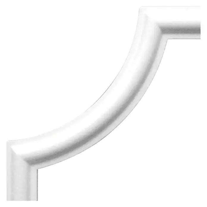 Zierbogen Modern BI 20 - Expandiertes Polystyrol (EPS), 4 Stk. - Eckstück einer weißen Zierleiste. Ideal für Wand- und Deckenverzierungen, um einen stilvollen Übergang zu schaffen.