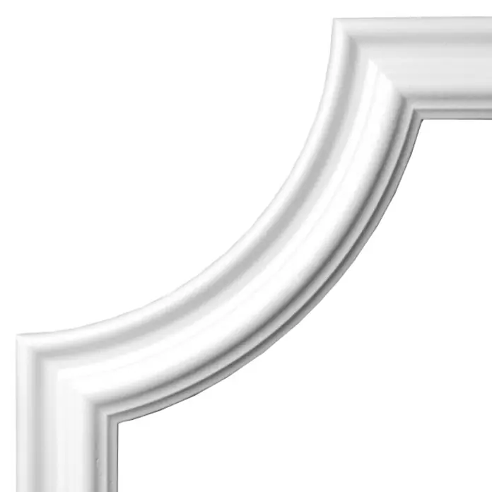Zierbogen Modern BI 60 - Expandiertes Polystyrol (EPS), 4 Stk. - Elegante weiße Zierleiste für die Inneneinrichtung, ideal zur stilvollen Gestaltung von Decken und Wänden mit ihrem geschwungenen Design.