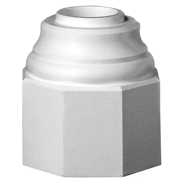 Dekoelement Halbsäule-Fuß HS22 F/H - 16,2 x 32 cm, Expandiertes Polystyrol (EPS) - Ein Detailaufnahme eines architektonischen Sockels, der eine zylindrische Form aufweist, ideal für Innendesign- und Dekorationsprojekte.