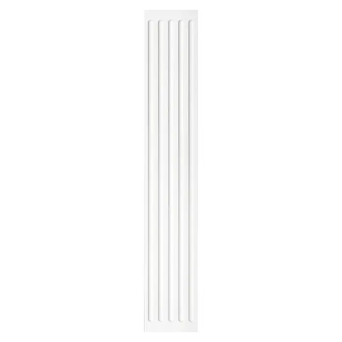 Wandelement Pilaster HP 15 - 200 x 15 x 2 cm, Expandiertes Polystyrol (EPS) - Nahaufnahme einer weissen Wandpaneele mit fünf vertikalen, abgerundeten Säulen, ideal für moderne Raumgestaltung.