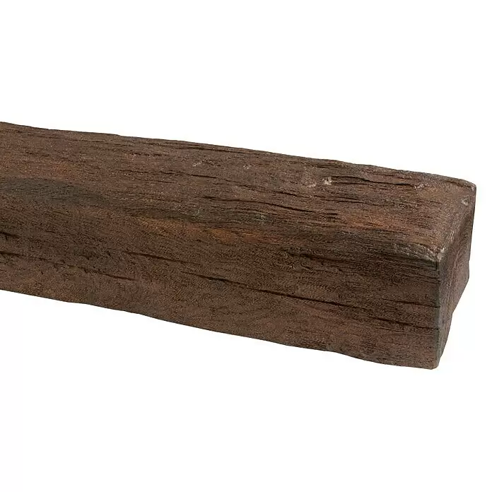 Dekobalken - Dunkelbraun, 200 x 9,5 x 6 cm, Polyurethan - Dunkelbrauner, verwitterter Holzbalken mit rauer Textur.