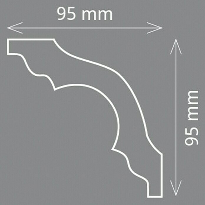 Zierprofil Modern K 130 (200 x 9,5 x 9,5 cm, Extrudiertes Polystyrol (XPS))