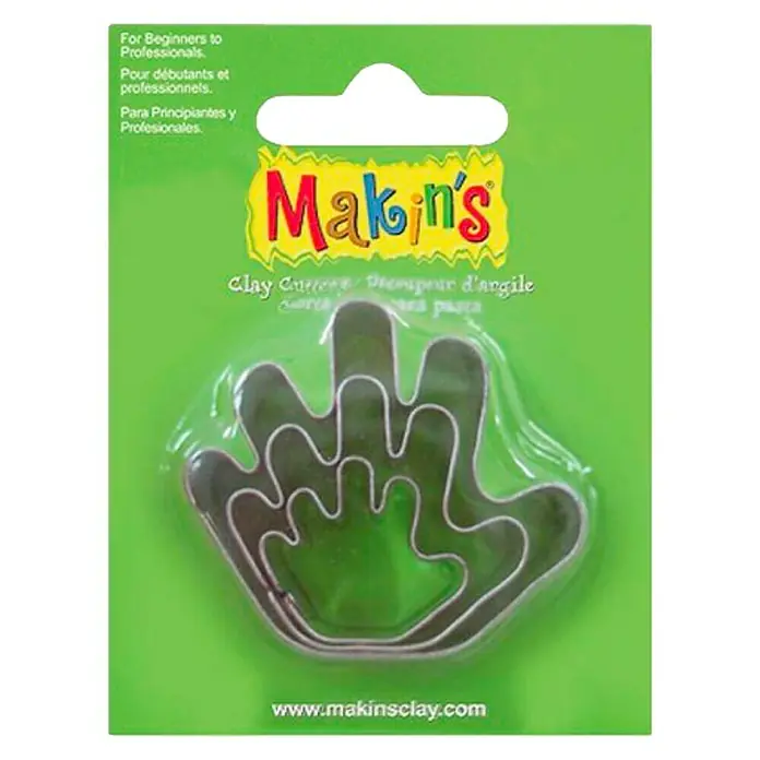 Juego de cortadores Manos - Plateado - Juego de cortadores de arcilla Makin's con formas de mano para crear proyectos de arcilla para principiantes y profesionales.