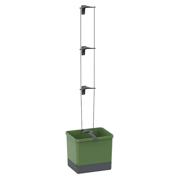 Gusta Garden Pflanzkasten Curt Cucumber - Außenmaß (L x B x H): 34,7 x 28,1 x 13,8 cm, Kunststoff, Dunkelgrün, Rankhilfe - Ein grüner Pflanzkasten mit einem montierten Rankgitter, ideal für vertikale Gärten und platzsparende Pflanzenaufzucht.