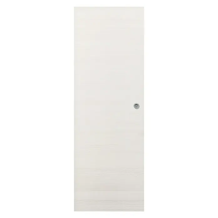 Solid Elements Puerta corredera de madera Fresno Eslovenia - 82,5 x 203 cm, Blanco, Maciza, Con uñero - Puerta corredera blanca con diseño elegante y manija redonda. Ideal para interiores modernos y funcionales.