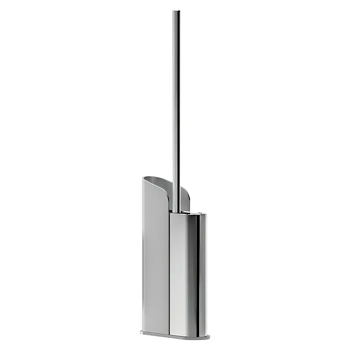 Cosmic Escobillero de suelo y pared Slim - Silicona, Cromo - Elegante escobilla de baño de metal con soporte, diseñada para un baño moderno. Es duradera e higiénica para el uso diario.