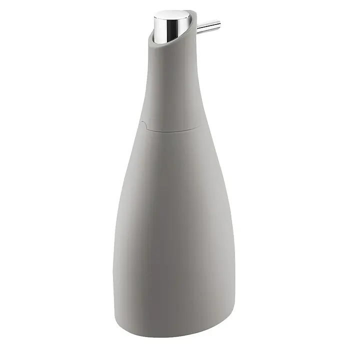 Cosmic Saku Dispensador de jabón - L x An x Al: 7 x 7 x 19 cm, Plástico, Gris - Dosificador de jabón gris con cabezal de bomba plateado brillante. Un accesorio elegante para cualquier baño o cocina con diseño contemporáneo.