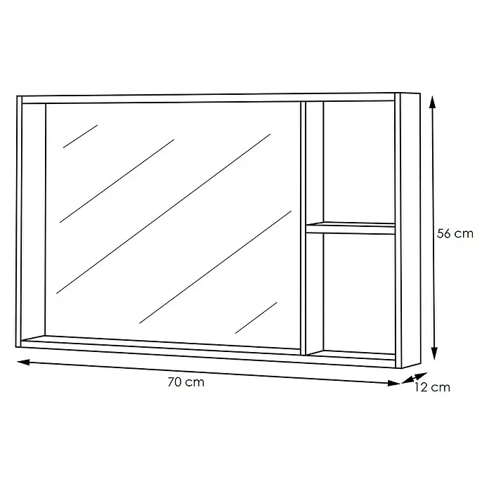 Artysan Armario con espejo Mel - An x Al: 70 x 56 cm, Plástico, Blanco - Imagen de un armario con espejo con dimensiones de 70 cm x 56 cm x 12 cm, perfecto para baños, que combina funcionalidad y diseño elegante.