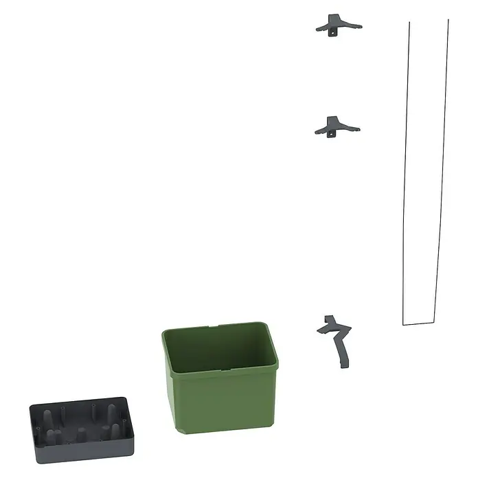 Gusta Garden Pflanzkasten Curt Cucumber - Außenmaß (L x B x H): 34,7 x 28,1 x 13,8 cm, Kunststoff, Dunkelgrün, Rankhilfe - Das Bild zeigt einen Pflanzkasten mit Zubehör. Dieses Set beinhaltet alles Notwendige für den Anbau von Pflanzen im Innenbereich.