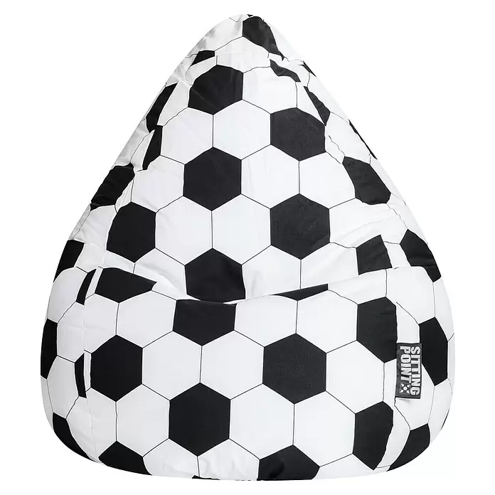 Sitting Point Sitzsack Beanbag Fußball - L, Schwarz/Weiß, 100 % Baumwolle - Schwarz-weißer Sitzsack mit Fußballmuster und Sitting Point Label, zum bequemen Entspannen.