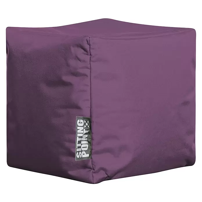Sitting Point Sitzhocker Cube Scuba - 40 x 40 x 40 cm, Aubergine, 100 % Polyester - Pflaumenfarbener Stoff-Sitzwürfel.