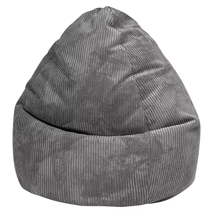 Sitzsack Beanbag Shara - XXL, Anthrazit, 95 % Polyester, 5 % Nylon - Grauer Cord-Sitzsack für bequemes Sitzen.