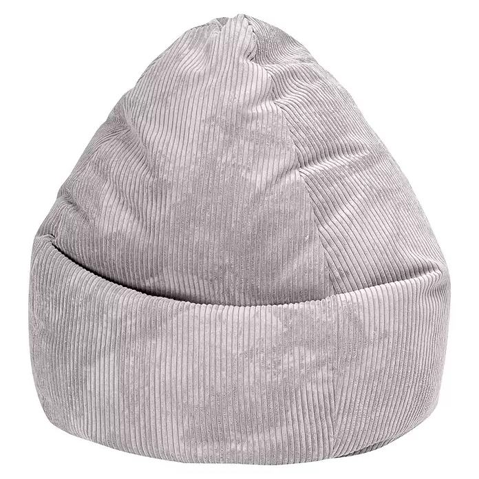 Sitzsack Beanbag Shara - XXL, Grau, 95 % Polyester, 5 % Nylon - Weicher grauer Cord-Sitzsack für gemütliches Sitzen.