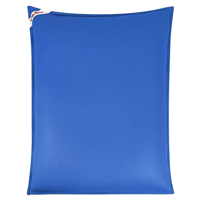 Sitzsack Swimming Bag - 115 x 142 x 20 cm, Jeansblau, 100 % Polyester - Blaues, atmungsaktives Kissen mit weißem Markenetikett.