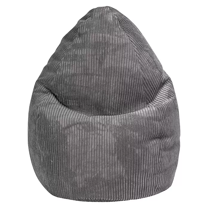 Sitzsack Beanbag Shara - XL, Anthrazit, 95 % Polyester, 5 % Nylon - Weicher, grauer Cord-Sitzsack für entspanntes Sitzen.