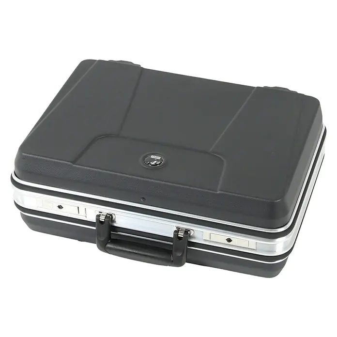 Hepco & Becker Werkzeugkoffer Budget 5031 - L x B: 370 x 490 mm, Höhe: 180 mm, ABS - Schwarzer Instrumentenkoffer mit silbernen Beschlägen und Tragegriff, ideal für den sicheren Transport von Musikinstrumenten.
