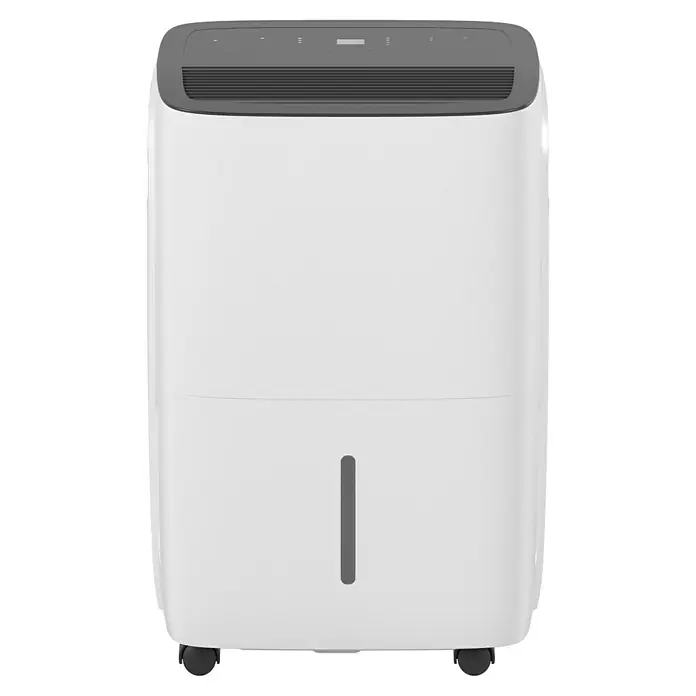 Voltomat Luftentfeuchter - Entfeuchtungsleistung: 60 l/Tag, Weiß/Grau, 900 W, Raumvolumen: 250 m³ - Abbildung eines Luftentfeuchters in Weiß mit grauen Akzenten, ideal für die Reduzierung der Luftfeuchtigkeit in Innenräumen.
