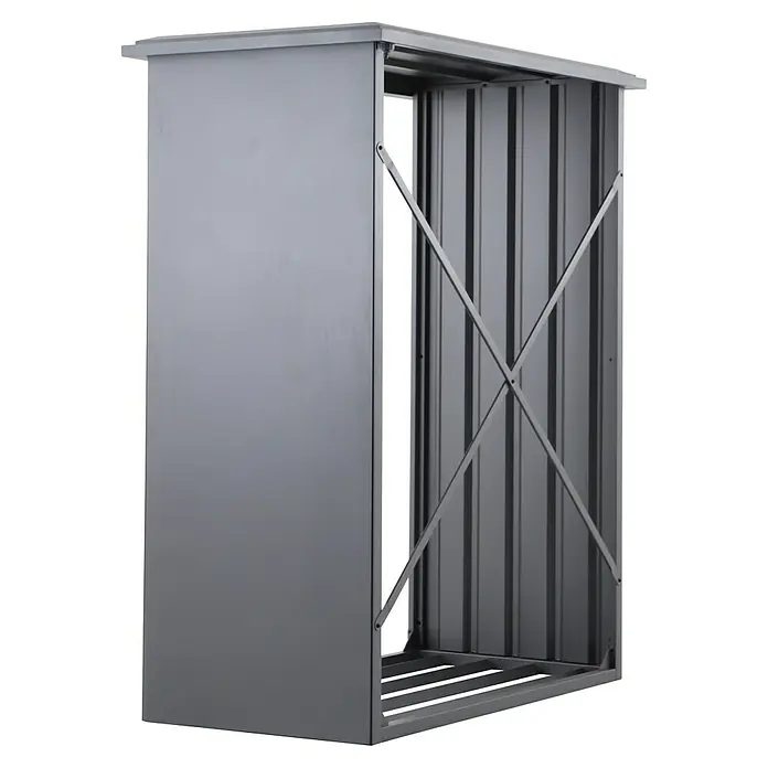 Gardol Kaminholzregal - 160 x 90 x 200 cm, Stahl, Anthrazit - Metall-Kaminholzregal mit schützendem Dach und stabilen Verstrebungen für eine sichere und wettergeschützte Lagerung von Brennholz im Freien.